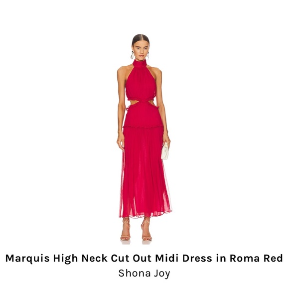 Shona Joy | Dresses | High Neck Red Cutout Dress Revolve